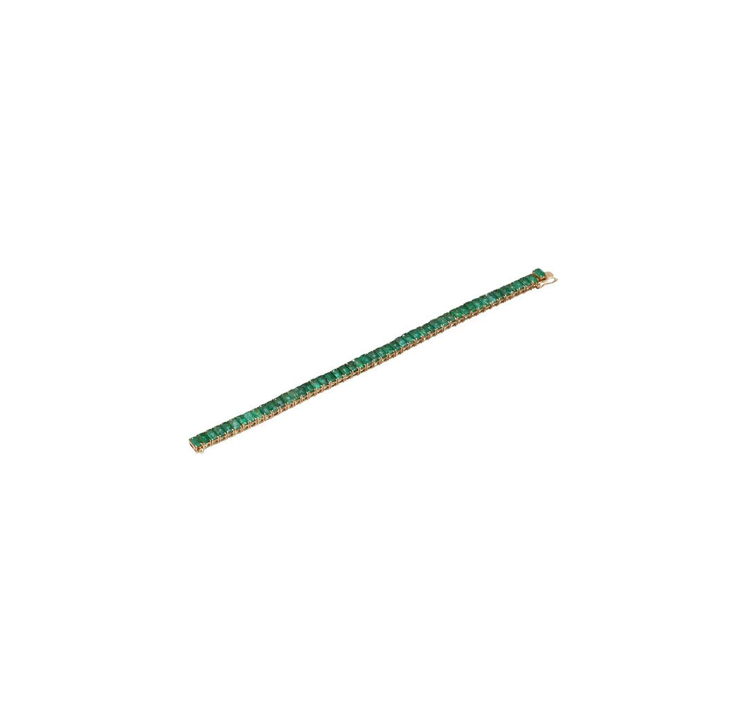 18K Yellow Gold Emerald Tennis Bracelet