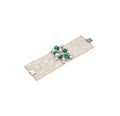 18K White Gold Emerald Floral Diamond Bracelet