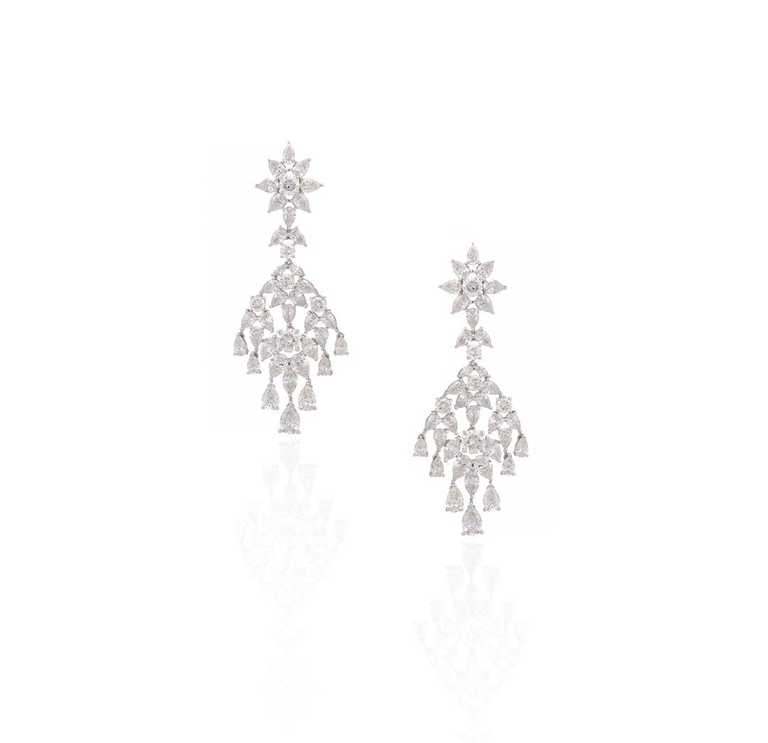 18K White Gold Diamond Chandelier Earrings