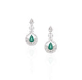18K White Gold Emerald Pink Sapphire Diamond Earrings