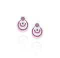 18K White Gold Ruby Halo Diamond Chandelier Earrings