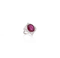 18K White Gold Ruby Halo Diamond Ring