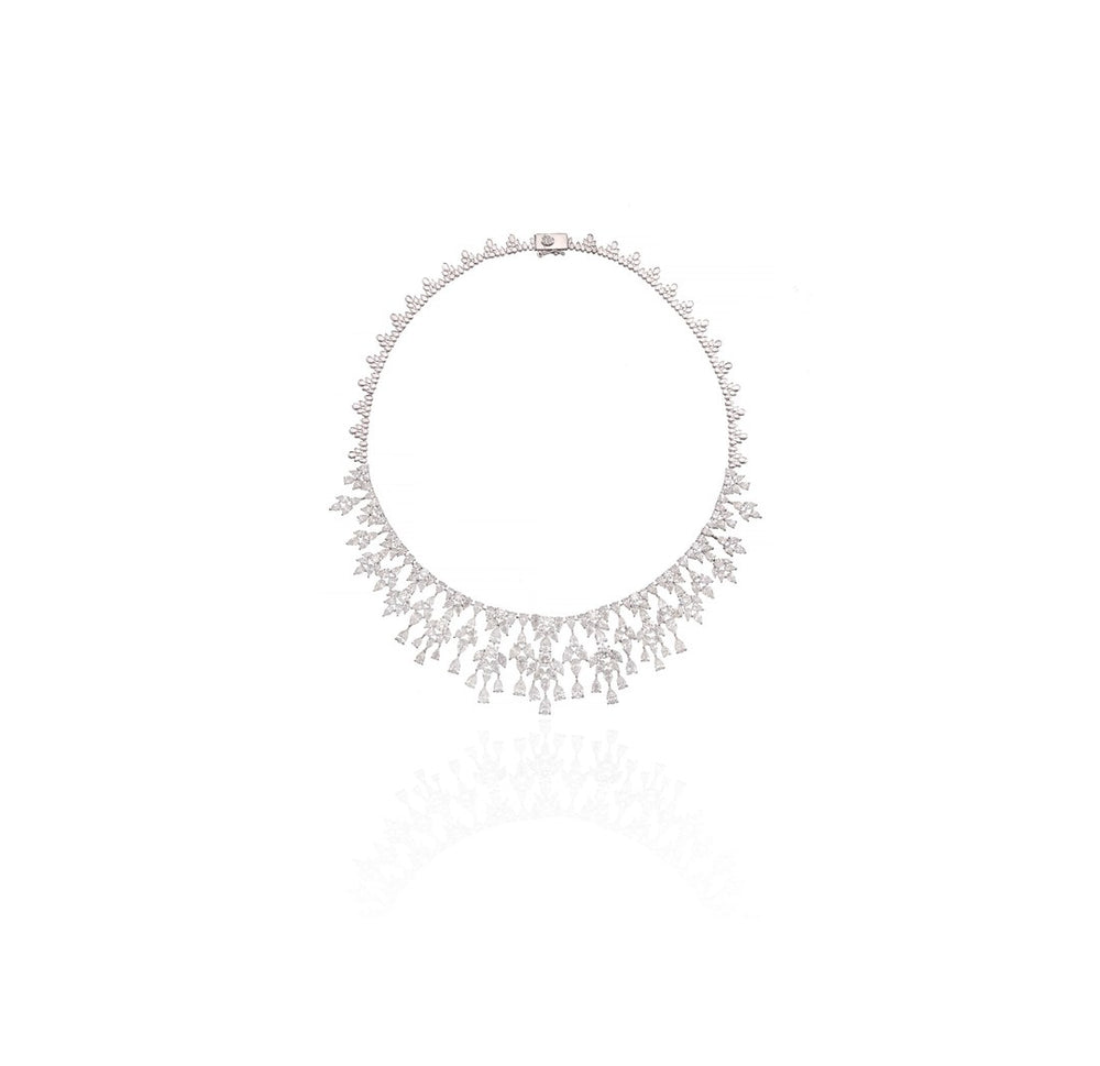 18K White Gold Diamond Statement Necklace
