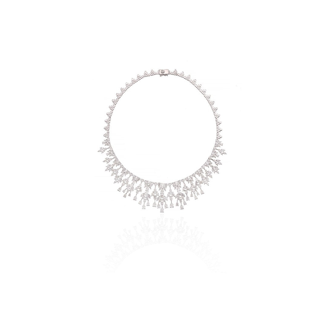 18K White Gold Diamond Statement Necklace