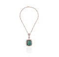 18K White Gold Emerald Diamond Pendant Necklace