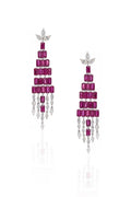 18K White Gold Pink Gemstone Chandelier Earrings