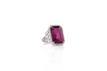 18K White Gold Pink Baguette Gemstone Statement Ring