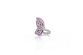 White Gold Pink Gemstone Butterfly Half Ring