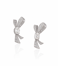 18K White Gold Diamond Bow Stud Earrings