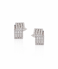 Diamond Pavé3 line Hoop Earrings in 18K White Gold | Luxury Fine Jewellery