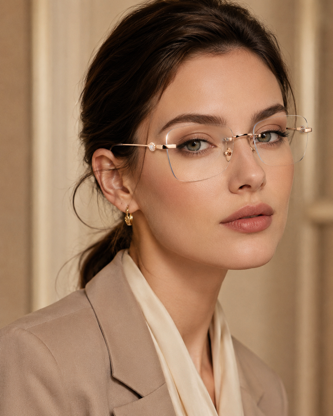 14K Gold and Diamond Reading Glasses