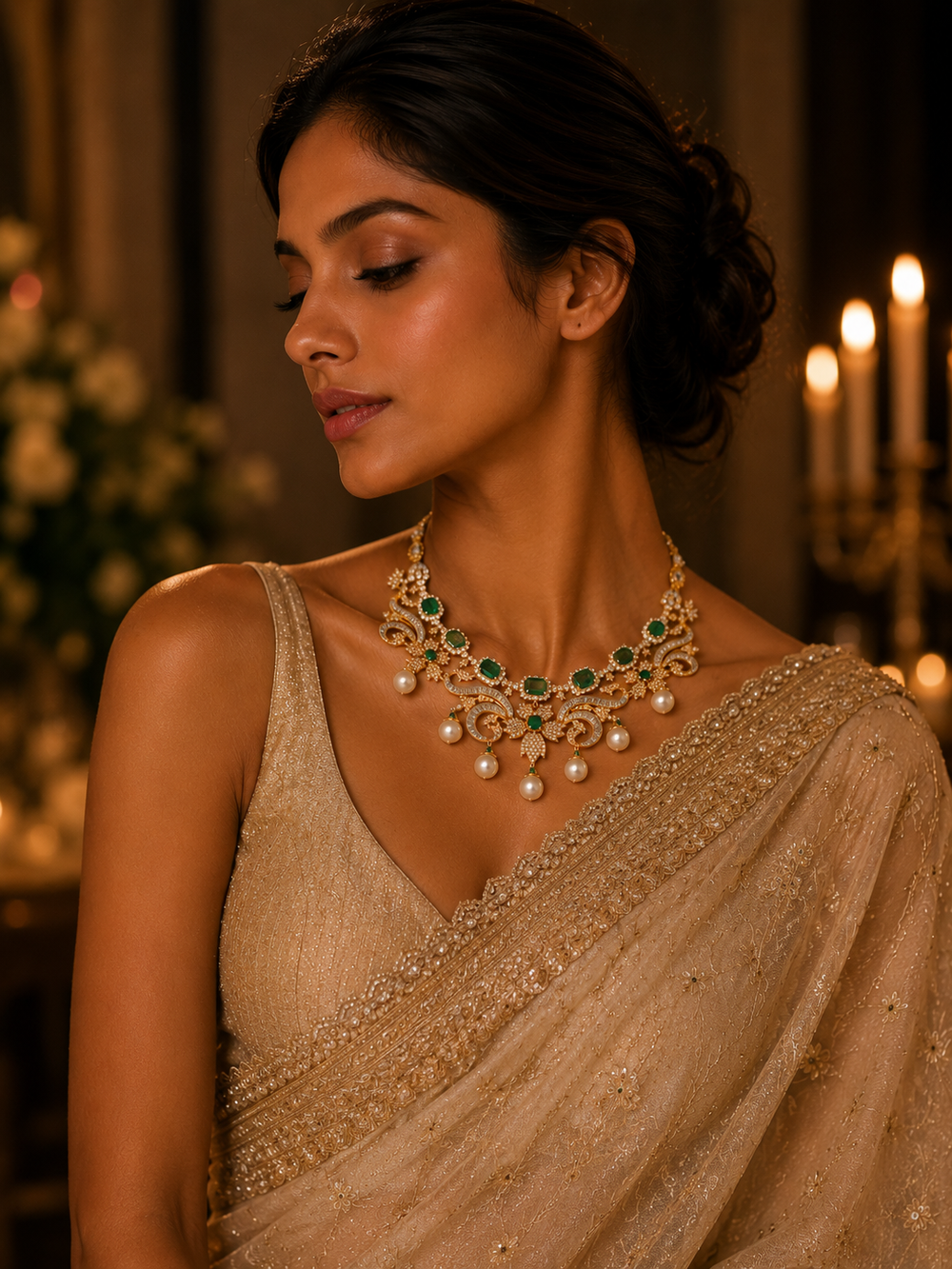 Auric Charm Diamond Drape Necklace in 14K Gold | Luxury Statement Jewellery