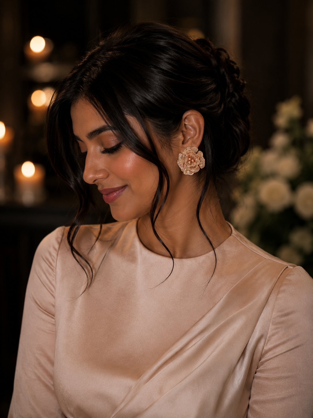 Aurum Champagne Diamond Statement Stud Earrings