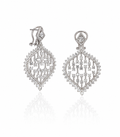 18K White Gold Diamond Lattice Drop Earrings