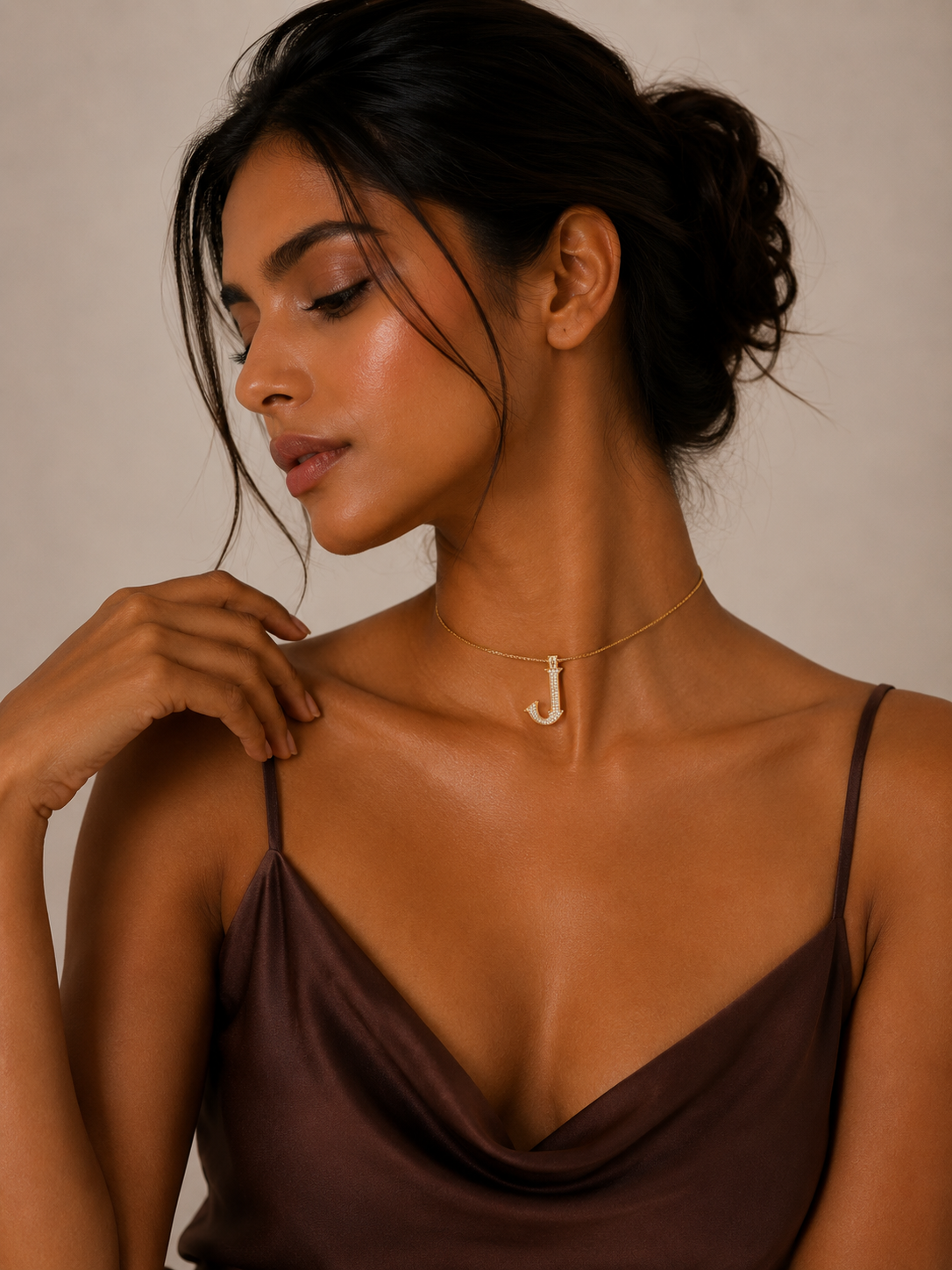 Initial J Diamond Pendant Necklace in 18K Gold | Personalized Luxury Fine Jewellery