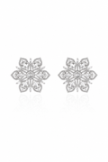 18K White Gold Diamond Floral Cluster Earrings