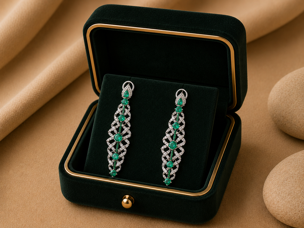 Verde Trinity Emerald Diamond Stud Earrings