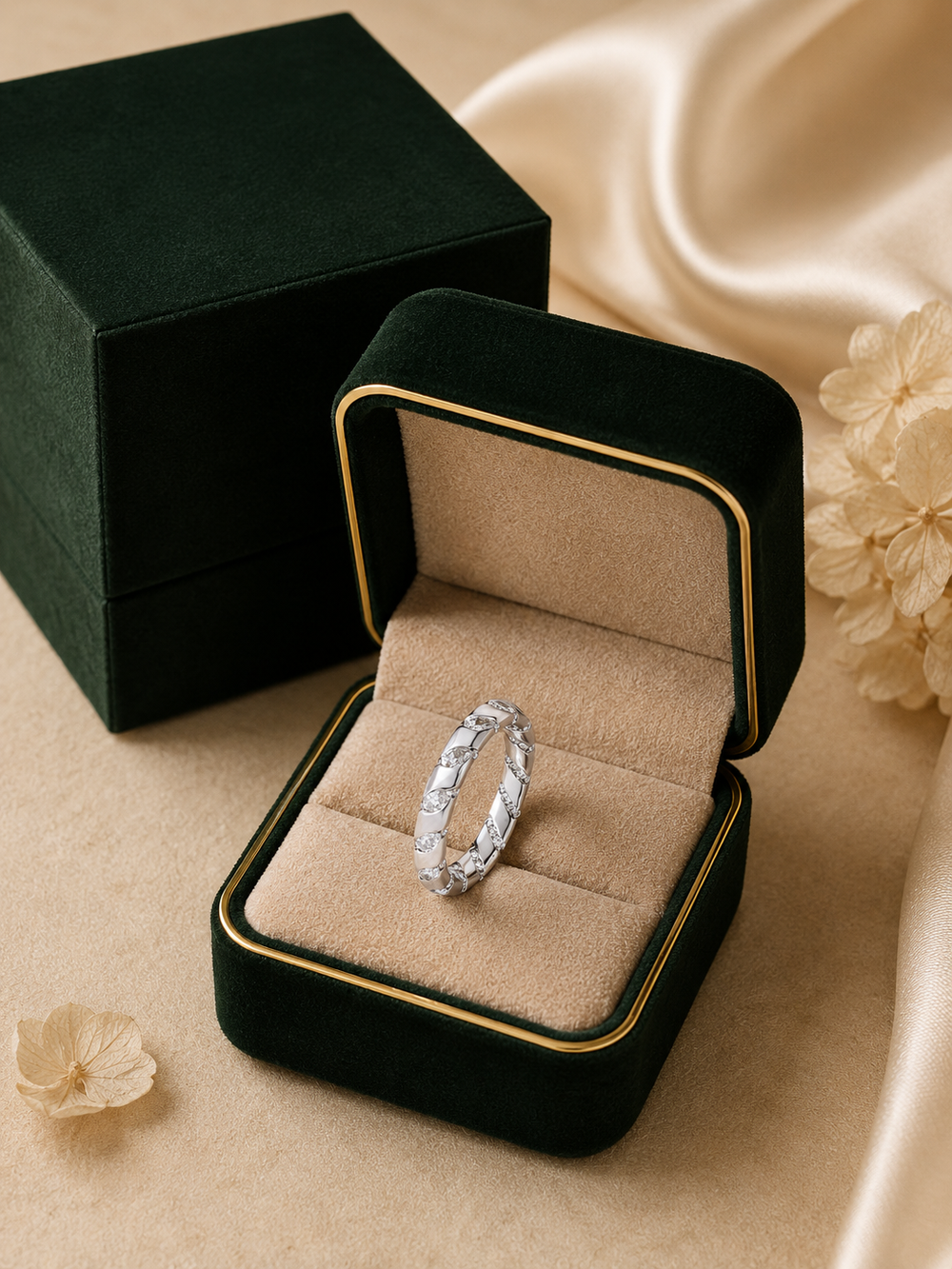 18K White Gold Black Diamond Eternity Band