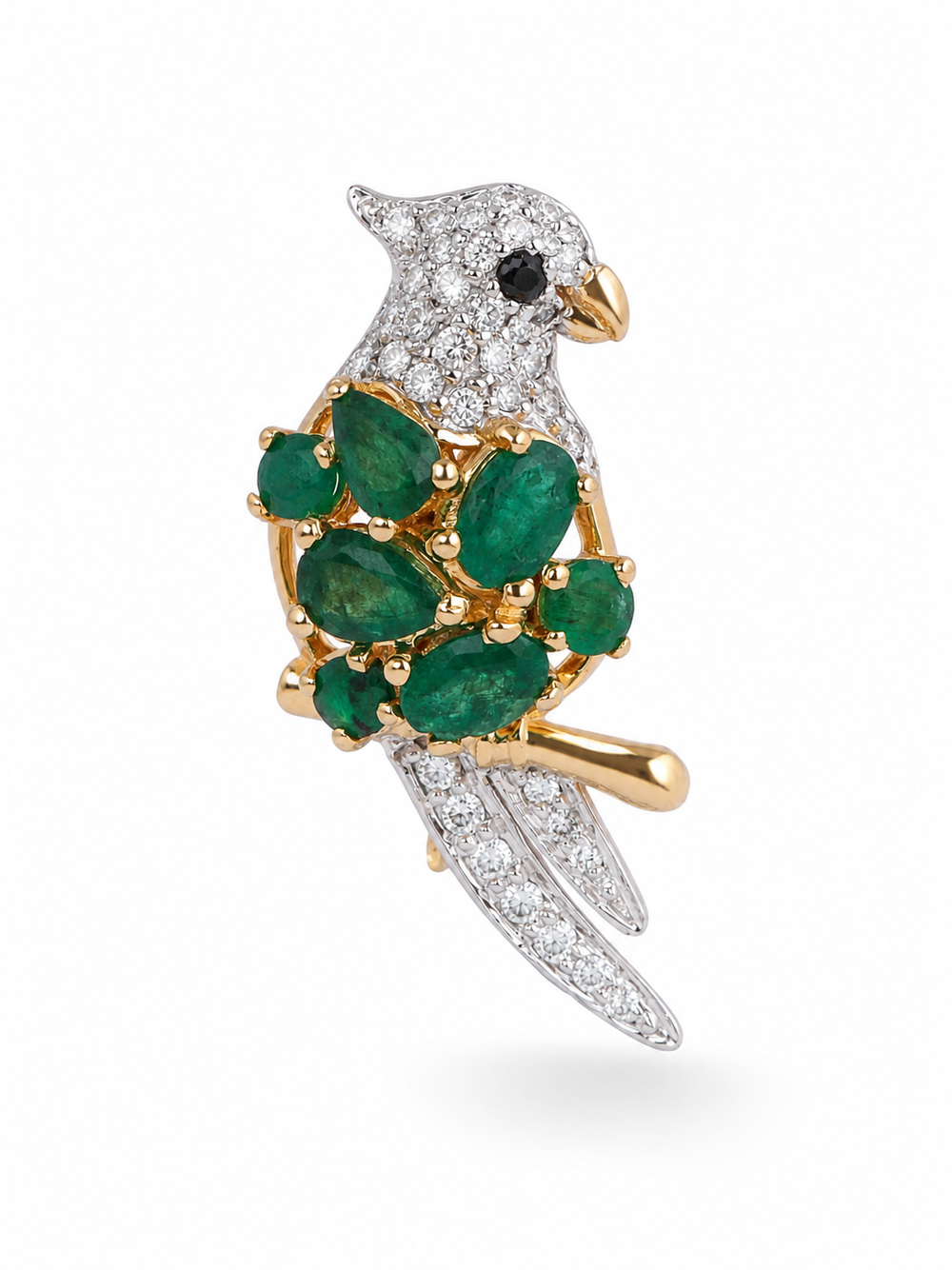 Luxury Natural Diamond Brooch in 14K Gold | Designer Jewellery