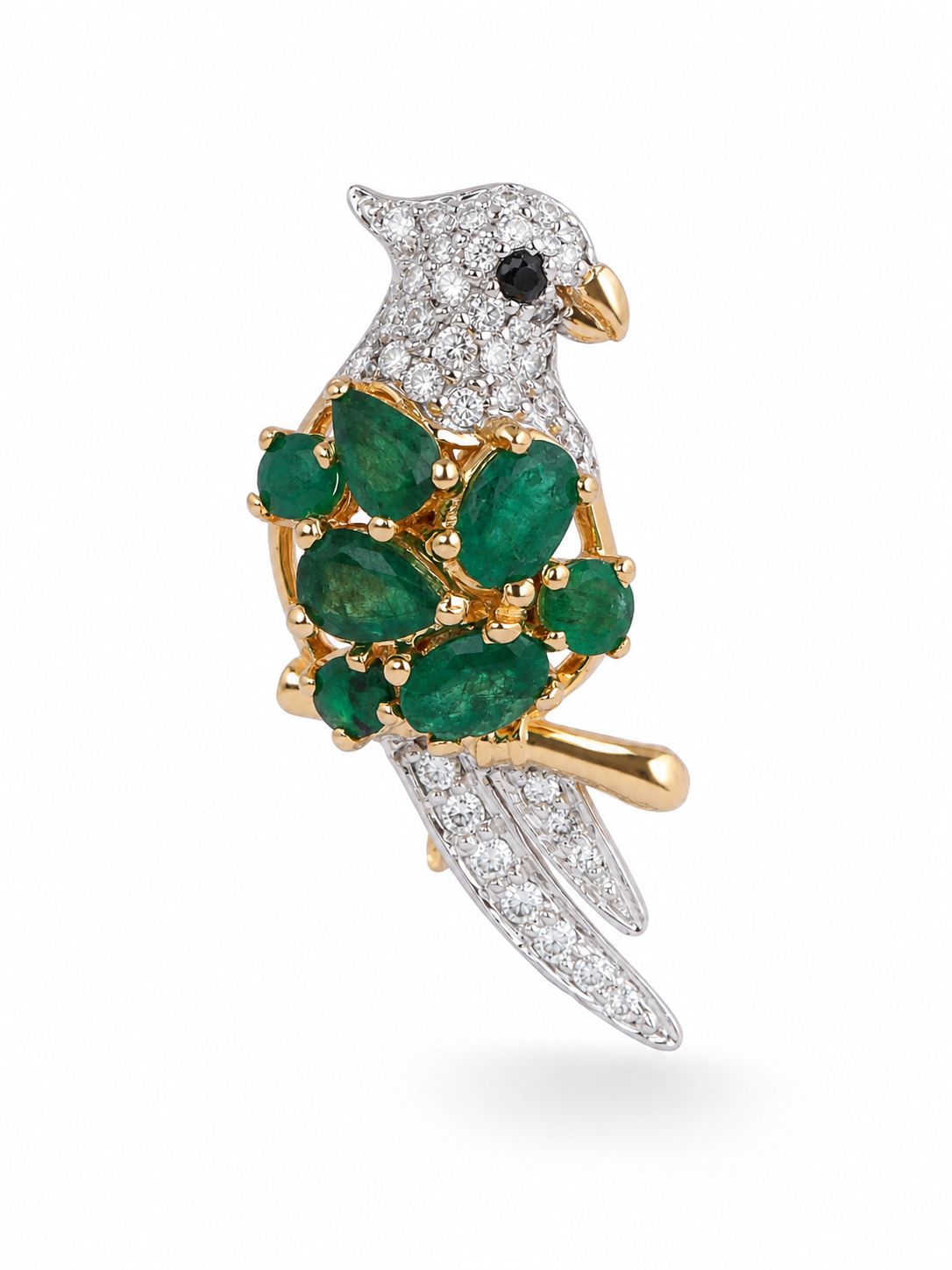 Luxury Natural Diamond Brooch in 14K Gold | Designer Jewellery