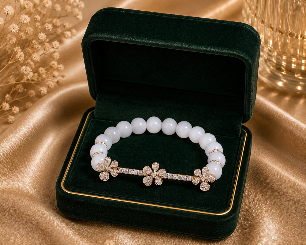 Jasmine Moonstone Diamond Bracelet in 18K White Gold