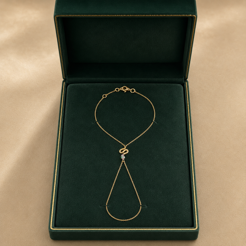 18K Gold Diamond Palm Chain Harness