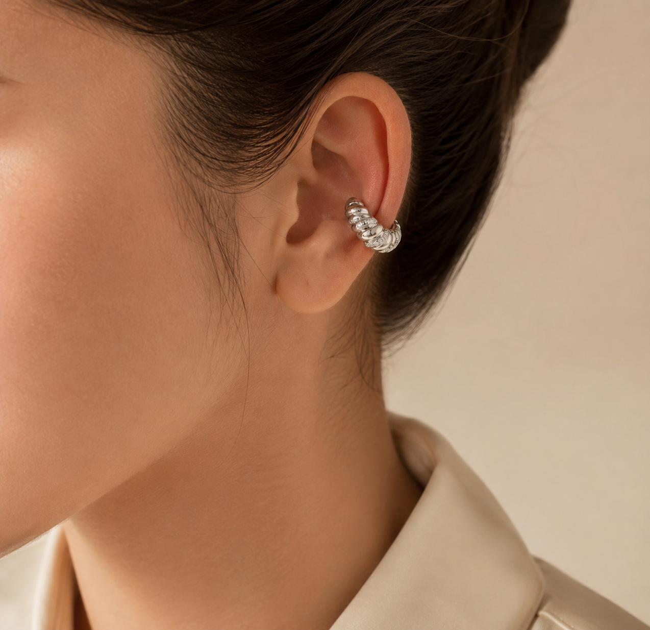18K White Gold Diamond Twist Hoop Earrings