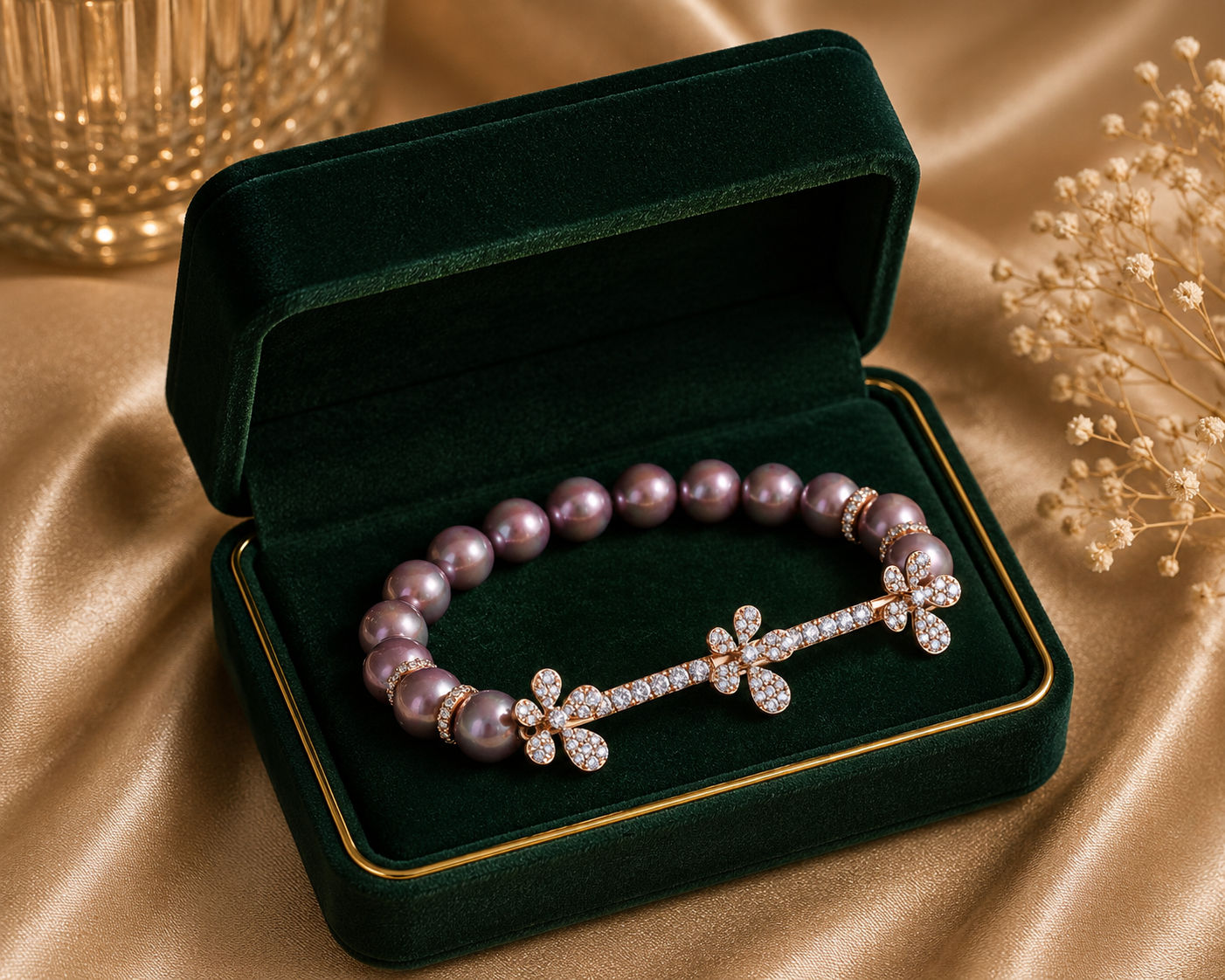 Jasmine pearl Diamond Bracelet in 18K White Gold