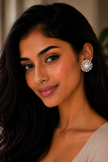 18K White Gold Pearl Floral Diamond Earrings
