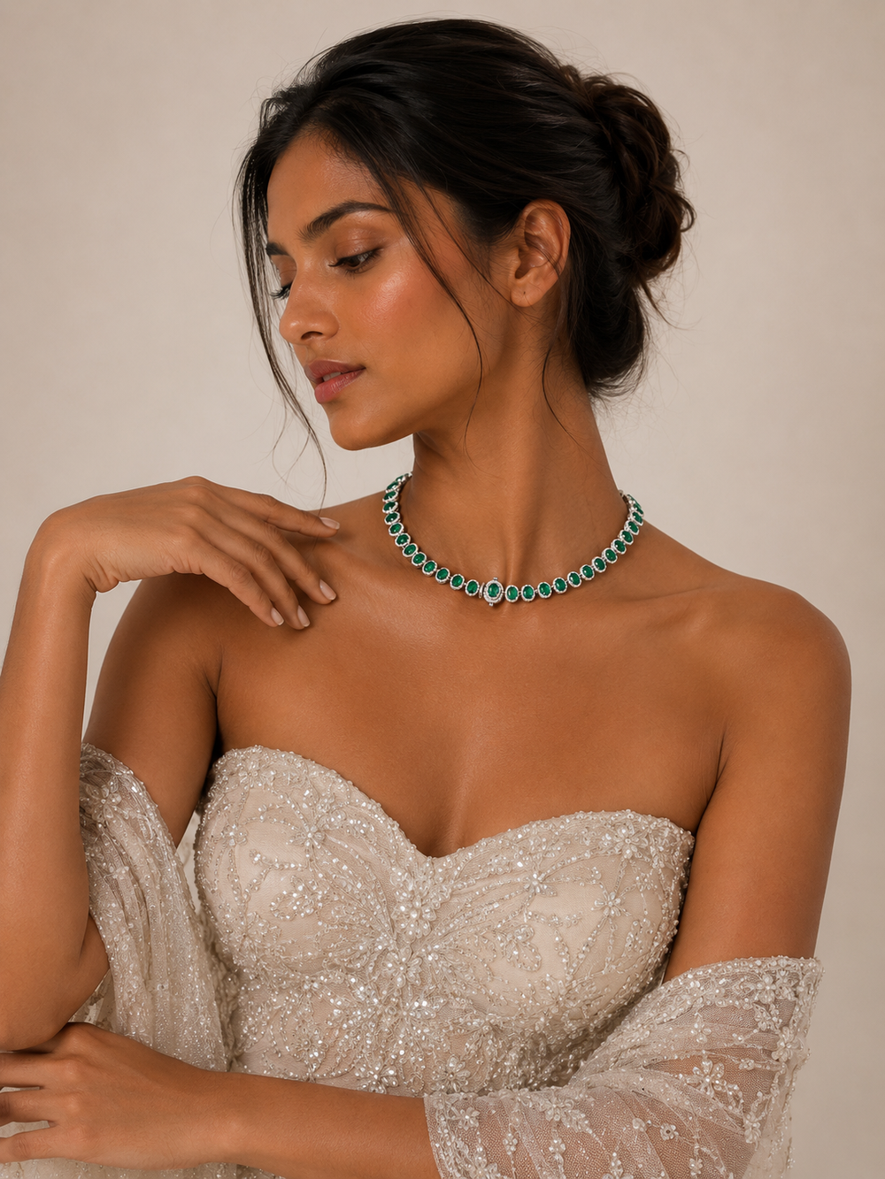 Emerald Grace Diamond Tennis Necklace in 18K Gold | Luxury Fine Jewellery