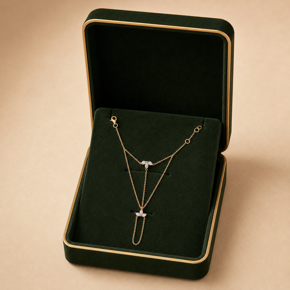 18K White Gold Diamond Hand Chain