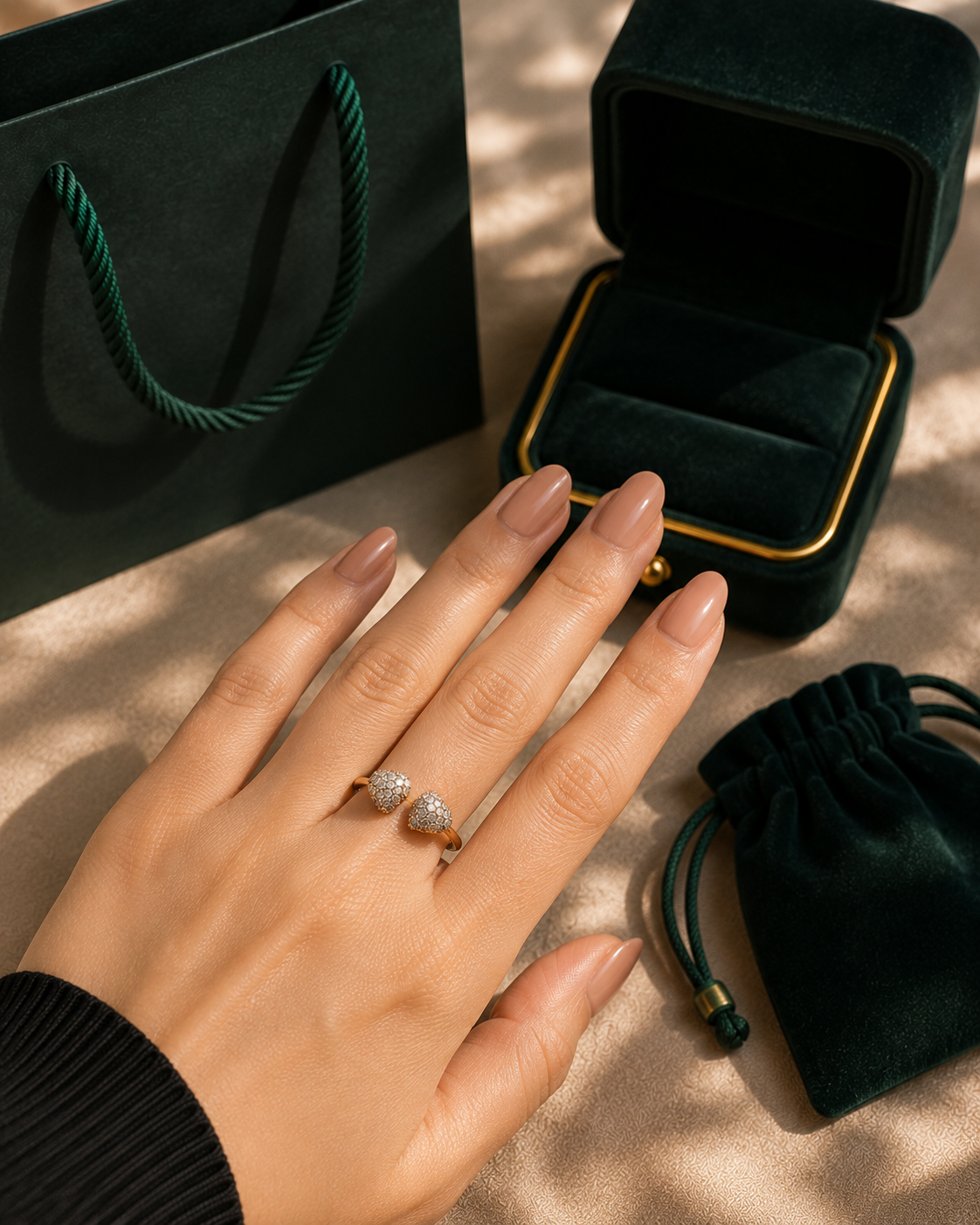 Amour Duet Twin Heart Ring