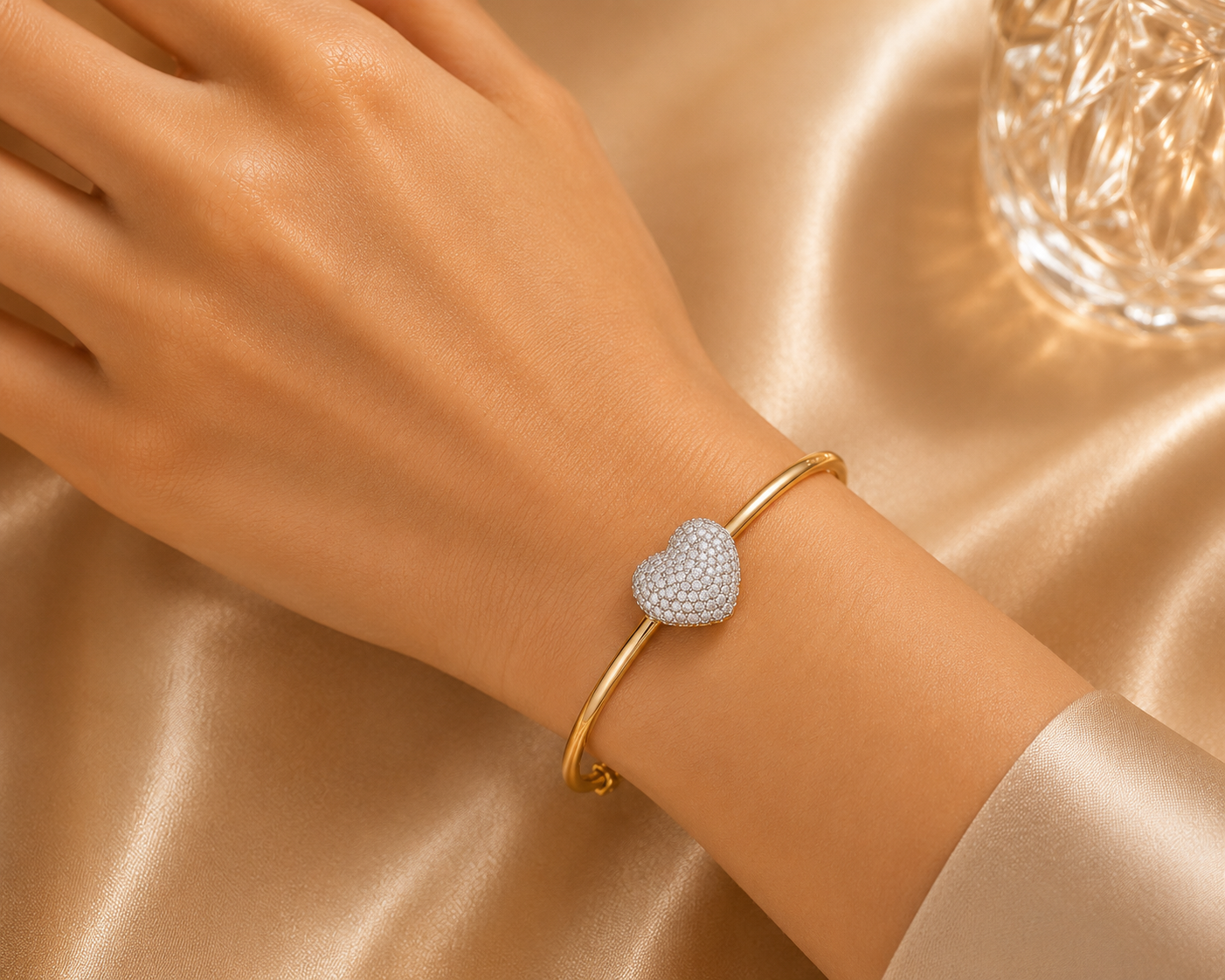Disco Heart Sugar Diamond Bracelet in 18K Yellow Gold