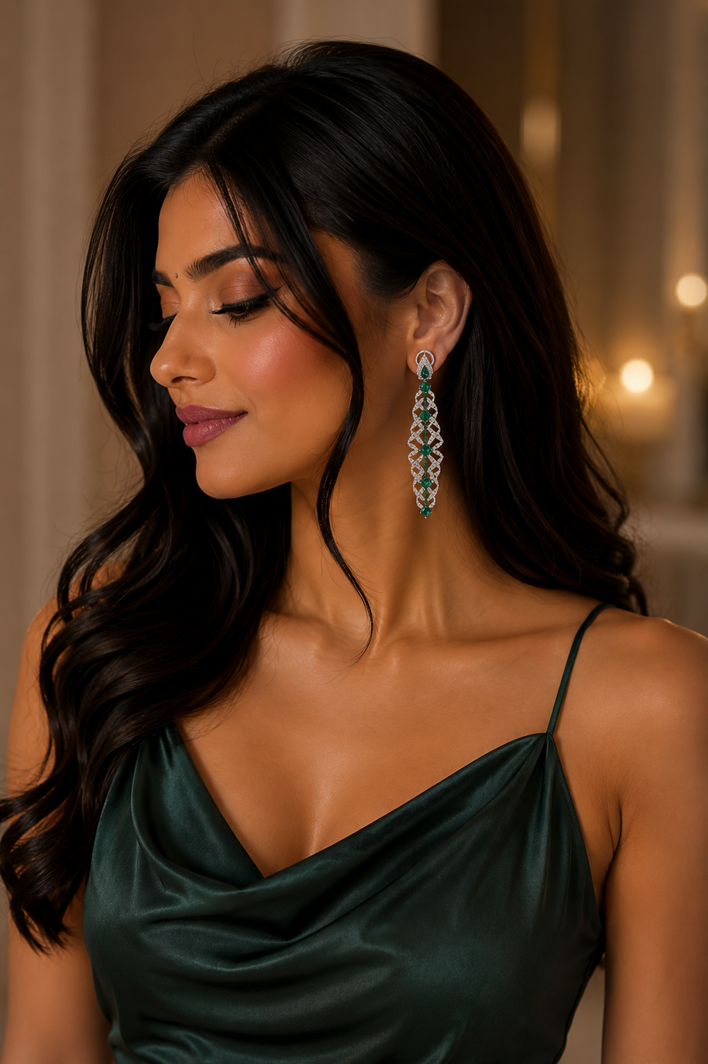 Verde Trinity Emerald Diamond Stud Earrings