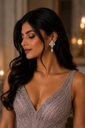 Noir Line Diamond Bar Stud Earrings