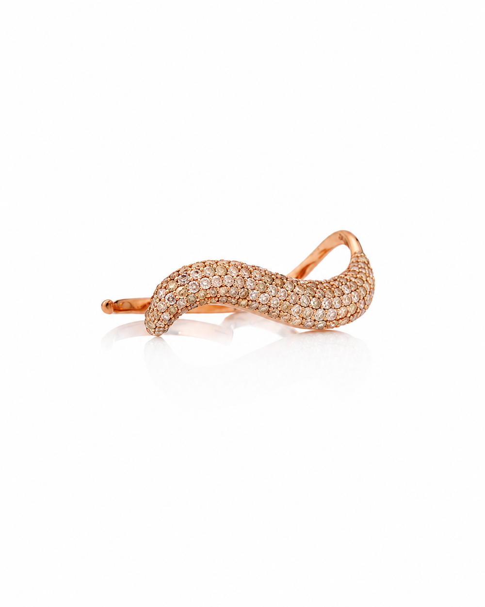 18K Rose Gold Fancy Yellow Diamond Wave Ring