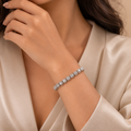Aurex Asscher Solitaire Diamond tennis Bracelet in 18K White Gold