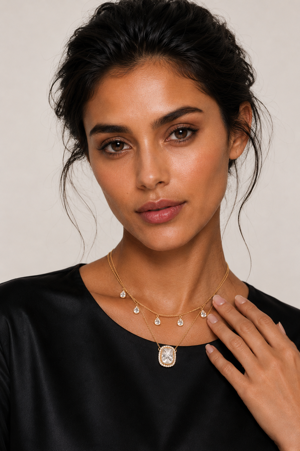 Izzari Celeste Layered Diamond Necklace in 18K Gold