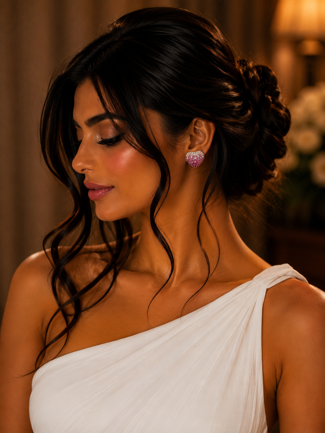 Rosé Pavé Pink Sapphire Statement Stud Earrings