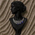 Celestia Tanzanite Drop Diamond Statement Necklace in 18K Gold | Luxury Natural Diamond Jewellery