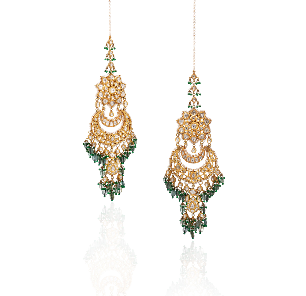 18K Yellow Gold Diamond Jhumka Earrings
