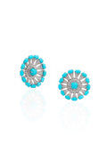18K White Gold Turquoise Halo Diamond Earrings