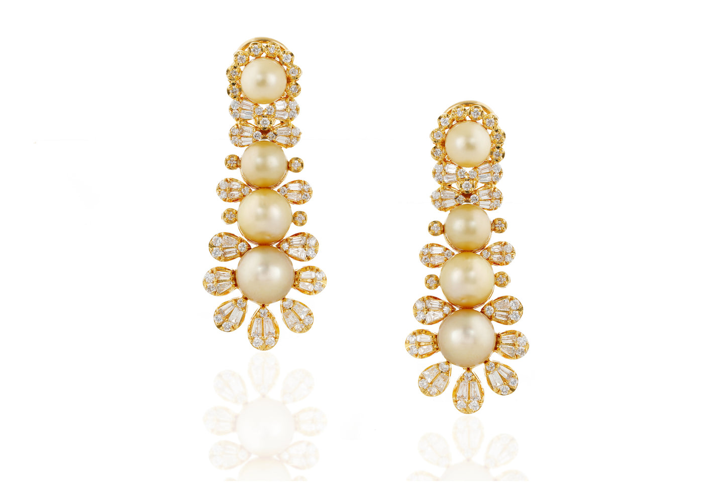 Pearls In Flower Earrings