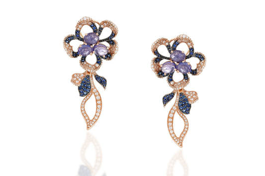 Tanzanite With Blue Sapphire Earrings