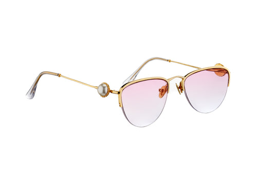 Pink Half Rim Side Pearl Sunglasses