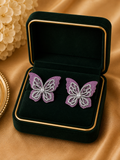 18K White Gold Pink Gemstone Butterfly Earrings