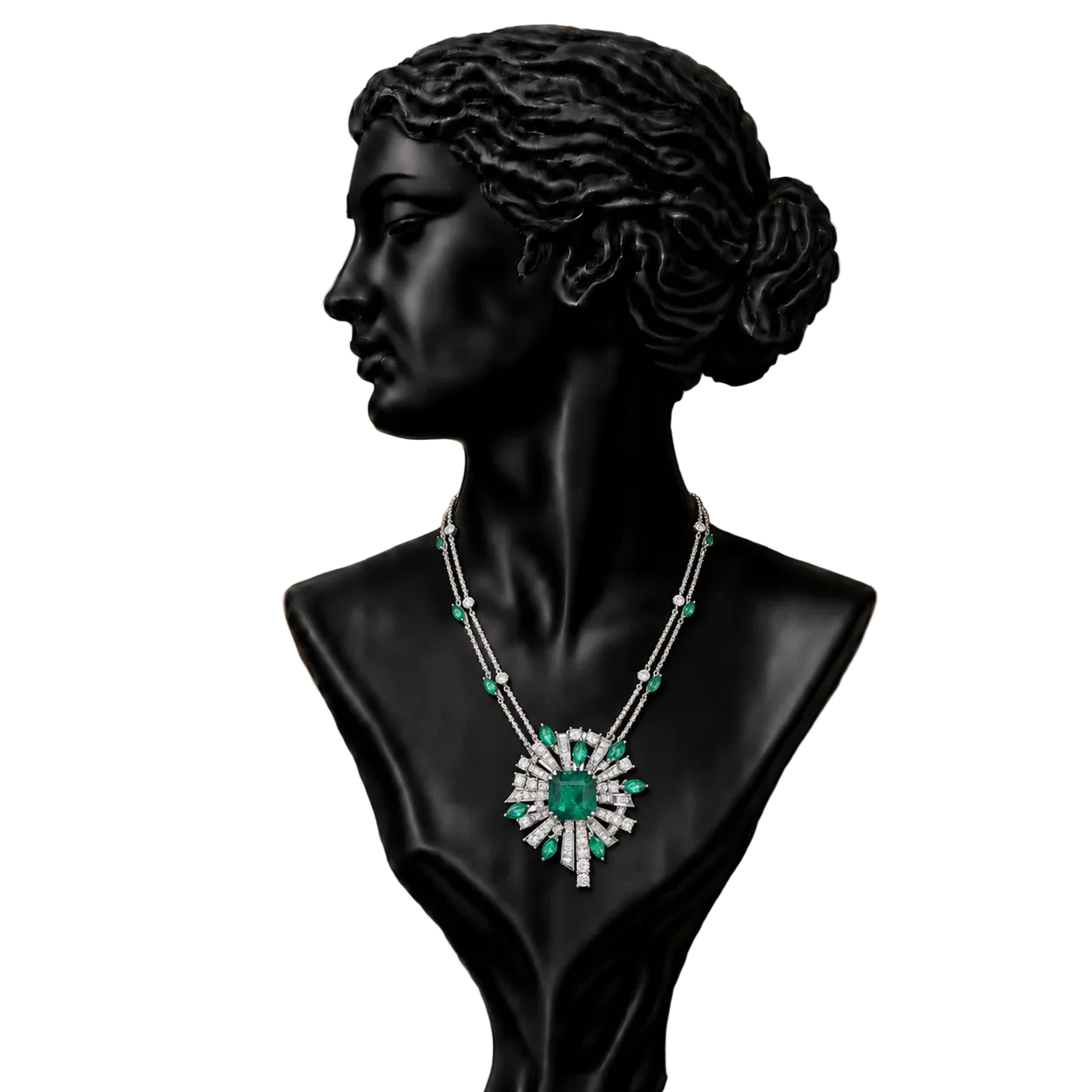 Izzari Emerald Grace Diamond Necklace in 18K Gold