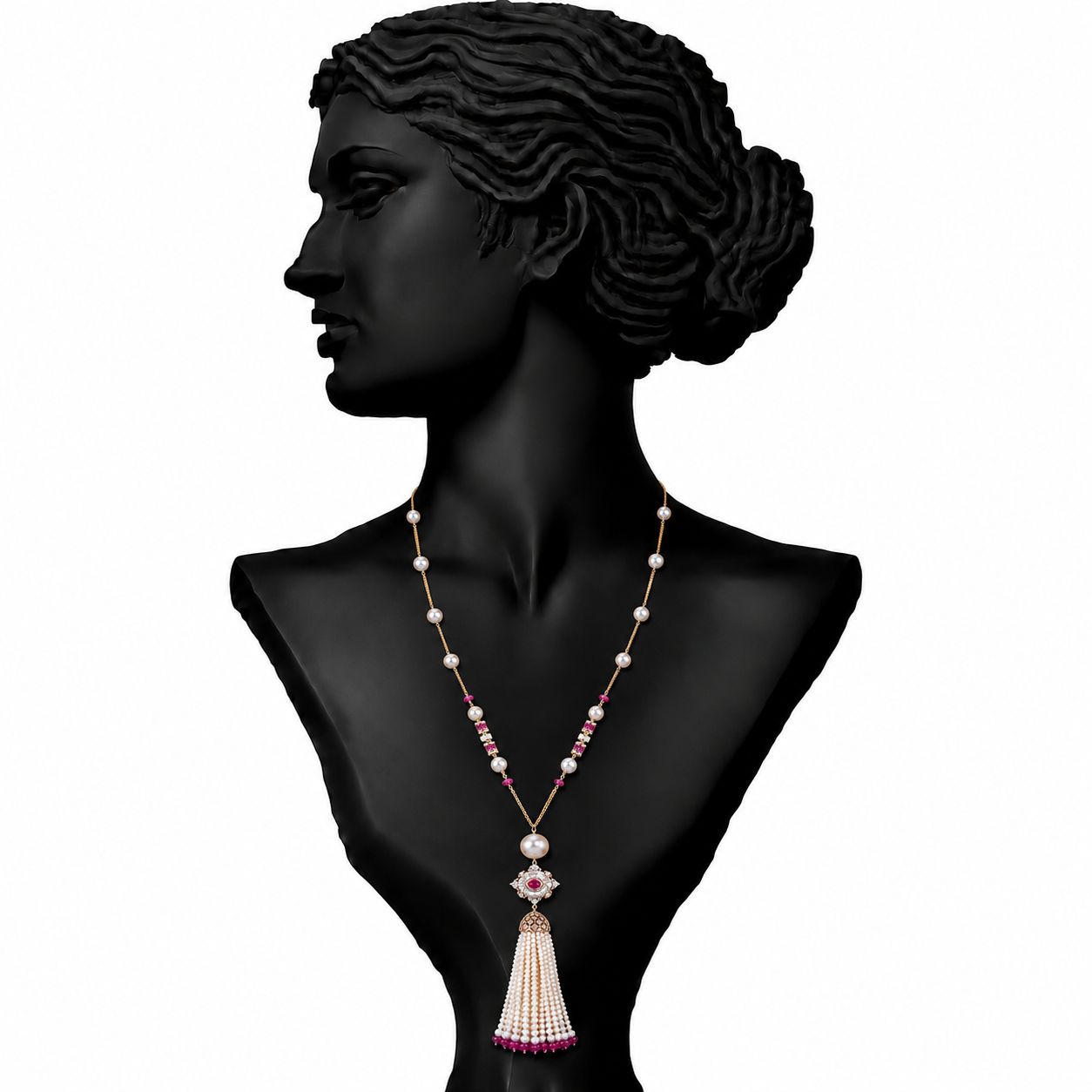 Ruby Diamond Statement Necklace in 18K Gold