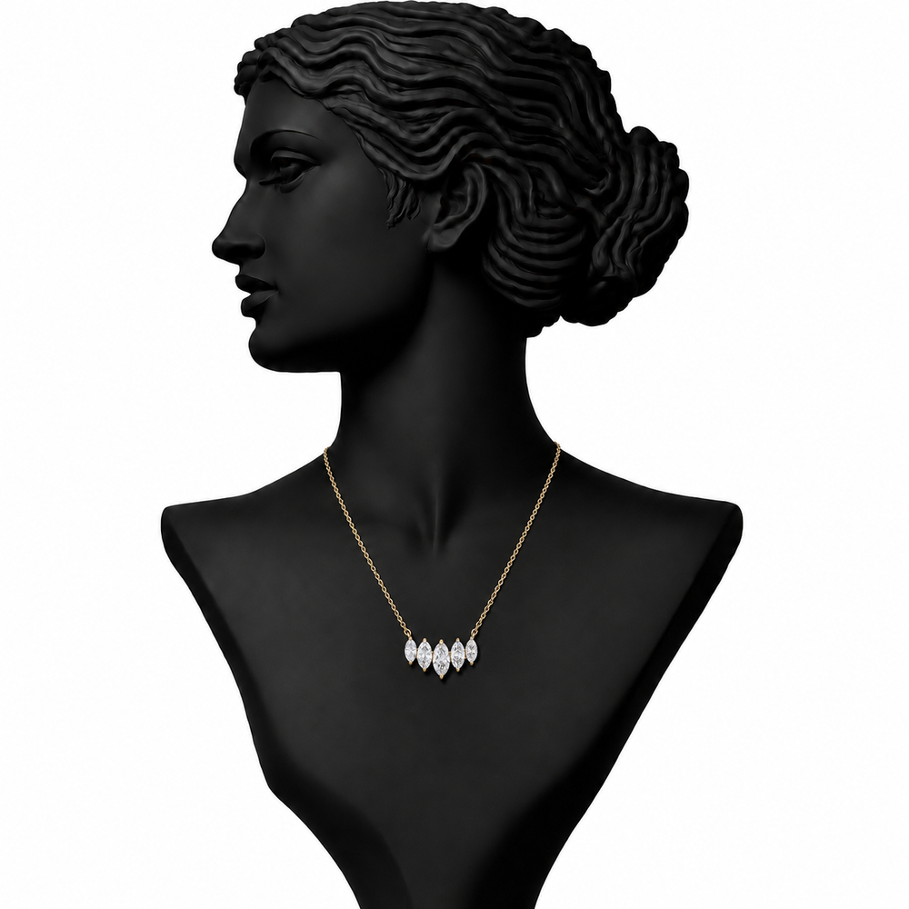 Tiara Marquise Diamond Pendant Necklace in 18K Gold