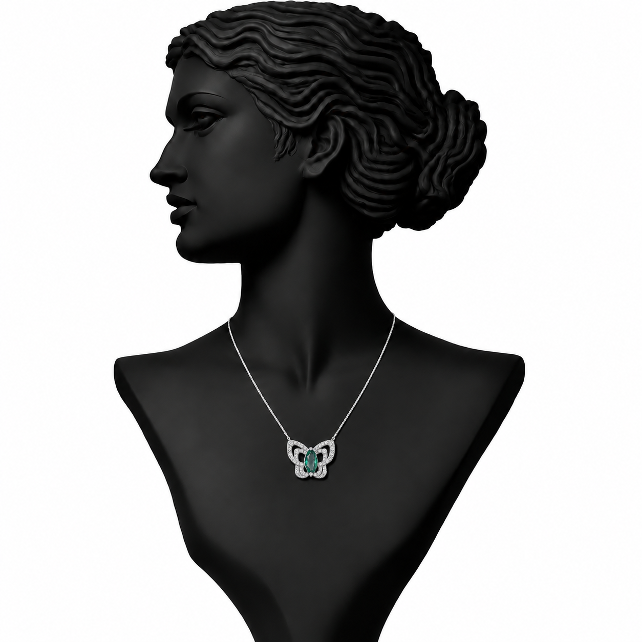 Emerald Diamond Pendant Necklace in 18K Gold